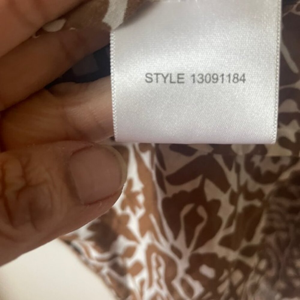 Tory Burch Top Boho Long Sleeve Brown/Tan Print  White Size 10 Lace 100% Cotton - Picture 6 of 10